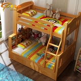 榉木套房家具全实木儿童双层床高低子母床上下铺男女孩1.2米1.5米