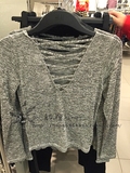 「H&M」花灰/粉/白 后背镂空性感女士长袖针织衫 专柜正品代购HM