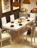 区域包邮 欧式现代简约实木伸缩钢化玻璃餐桌 客厅小户型饭桌子