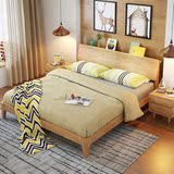 北欧实木床 日式床 双人床1.8米单人床1.5m原木床纯全实木床1.5米