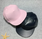 韩国春夏天纯色光板粉色PU平沿皮质遮阳男女士韩版潮嘻哈棒球帽子