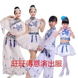 青花瓷舞蹈服新款儿童古筝水袖蓬蓬公主裙演出服装女民族秧歌服装