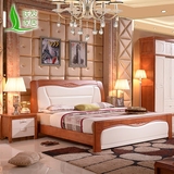 全实木橡木双人床田园白色1.8米1.5米韩式卧室家具高箱储物大婚床
