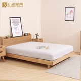 北欧日式宜家家具1.5/1.8米成人插座双人床 现代简约全实木橡木床
