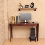 简约实木台式电脑桌书房家用复古写字台带键盘抽屉主机托架办公桌