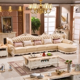 欧式真皮沙发简约组合头层牛皮艺奢华实木雕花小户型客厅组装家具