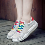 夏季韩版透气小白鞋女运动鞋彩色鞋厚底板鞋网鞋休闲鞋白色松糕鞋