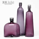 欧式古典紫罗兰香水瓶状玻璃花瓶客厅餐厅电视柜玄关花瓶摆件