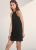 新品夏装加拿大潮牌原单A字型显瘦时髦极简吊带连衣裙 小黑裙
