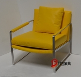 不锈钢时尚沙发椅创意现代简约椅子设计师休闲单人椅家具皮革布艺