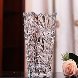 欧式透明水晶冰裂世纪玻璃插花瓶摆件富贵竹加厚水培百合仿真花器