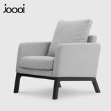 joooi北欧休闲沙发椅布艺老虎椅单人沙发现代简约客厅椅子实木腿