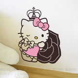 HelloKitty猫衣柜贴墙贴门窗贴公主花瓣卧室房床头背景装饰贴纸