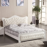 欧式实木床白色 橡木高箱储物床简约现代1.8米双人床简欧婚床成人