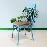 loft美式餐椅现代简约靠背椅子咖啡厅桌椅创意彩色椅户外桌椅组合