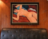 巴黎画派意大利美男子莫迪利阿尼《侧卧的裸女》手绘油画 卧室