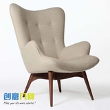 北欧布艺现代休闲时尚日式小熊椅花瓣格兰特单人设计师实木沙发椅