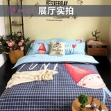 全棉韩式个性卡通可爱纯棉双人床上用品1.5米1.8 4四件套男孩女孩
