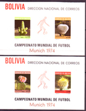 1973年玻利维亚仙人球花加盖第10届世界杯足球邮票2无齿小全张