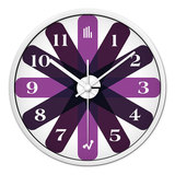 客厅卧室创意简约时尚静音挂钟 紫色圆形电池的挂表石英钟表时钟