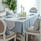 白色奢华套装椅套椅垫桌布蓝色小桌垫桌旗高档条纹地中海餐桌布艺