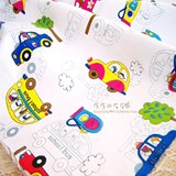 小汽车全棉儿童卡通被罩纯棉布料宝宝床单幼儿园 订做床单被套布