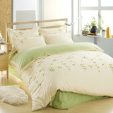 日式家纺100%全棉绣花四件套韩版清新床上用品床单被套