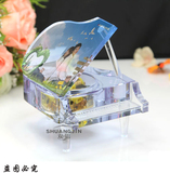 时尚可爱水晶小钢琴音乐盒八音盒送情人照片定制钢琴模型家居饰品