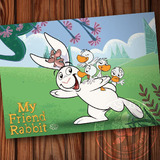 My Friend Rabbit白兔鸭子老鼠复活节新年生肖兔子插画卡片明信片