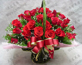 红玫瑰花篮手提鲜花礼篮上海生日鲜花预定上海同城鲜花速递