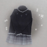 日系杂志同款 三个十字架镂空 细毛线针织高领打底衫