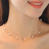 925纯银珍珠项链女日韩版锁骨链气质简约甜美闺蜜姐妹链生日礼物