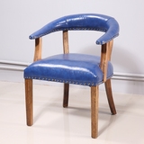 美式乡村软包餐椅欧式复古椅子北欧全实木椅咖啡厅胡桃里桌椅定制