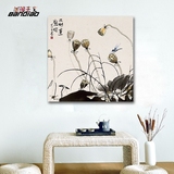 新中式装饰画沙发背景墙卧室床头挂画壁画 无框画简约 蜻蜓莲藕