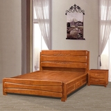 全实木床橡木床1.5米现代中式简约1.8胡桃木成双人床经济型储物柜