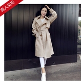 2016秋装新款韩版女装系带复古中长款风衣女学生宽松显瘦翻领外套