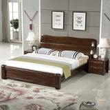 纯胡桃木床 中式家具实木双人床 简约1.8婚床气压高箱储物大床