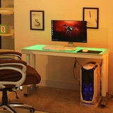 LED桌游戏电脑桌 台式家用学习桌子钢化玻璃桌简约现代创意电脑桌