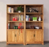 实木书柜老榆木茶展柜新中式简易置物架免漆简约原木书房茶室定制