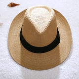夏季大檐男士草帽男式爵士帽男式帽子遮阳凉帽大帽檐沙滩防晒夏天