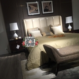 温州家具厂家浙江贝克床卧室现代简约美式定制实木真皮1米5，1米8