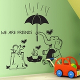 动物乐园卡通大象老鼠墙贴墙画儿童房幼儿园早教园布置装饰贴画纸