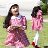 女童春装2016新款韩版儿童纯棉格子衬衣中大童宝宝上衣长袖衬衫潮