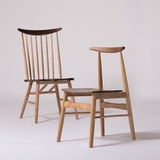 筑木大小温莎椅餐椅椅子 纯实木黑胡桃拼白橡木 北欧气质大温莎
