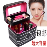 韩国正品3ce化妆包大容量化妆品收纳包 韩版折叠化妆箱带隔层镜子