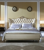 新古典实木雕花双人软包床美式简欧橡木法式婚床后现代酒店1.8米