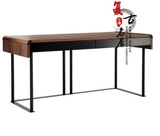 HC28北美黑胡桃木金属组合电脑桌简约现代办公桌书桌写字桌电脑桌