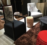 新中式古典家具实木布艺可定制家具实木椅餐椅休闲会客椅单人沙发