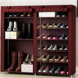 包邮特价多层组装简易鞋柜鞋架不锈钢大容量宜家加厚防尘布鞋柜子