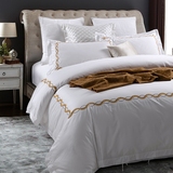 五星级酒店四件套六件套白色贡缎家纺床上用品纯色宾馆被套床单